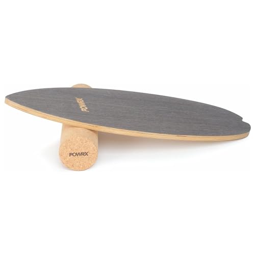 PowrX Surfbrett Holz | Balance Skateboard inkl. Rolle | Koordinationstraining für Surfbrett, Surfboard, Skateboard, Sport Balance Board, Kraft- & Gleichgewichtstrainer Indoor & Outdoor von POWRX