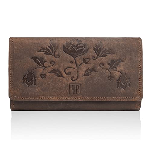 Geldbörse Damen groß viele fächer Leder Vintage Paolo Peruzzi T-05 (braun) von PP PAOLO PERUZZI collection