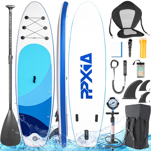 PPXIA SUP Board Stand Up Paddling Board 200kg Tragkraft für alle Fähigkeitsstufen - Komplettes Aufblasbares Paddle Zubehör - 2in1 Paddel Board Kajak-Sitz - 320 x 82 x 15 cm von PPXIA