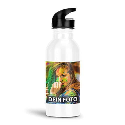 PR Print Royal Trinkflasche selbst gestalten - Geschenkidee Outdoor, Camping, Schule - mit Foto und Text Personalisieren - Edelstahl weiß, 500 ml von PR Print Royal