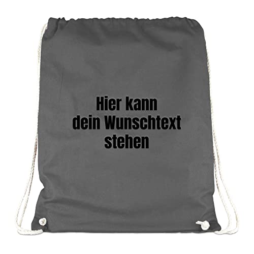 PR Print Royal Turnbeutel selbst gestalten - mit eigenem Spruch Bedrucken - personalisierter Stoffbeutel mit Kordelzug | Grau, 100% Baumwolle, 38x46cm von PR Print Royal