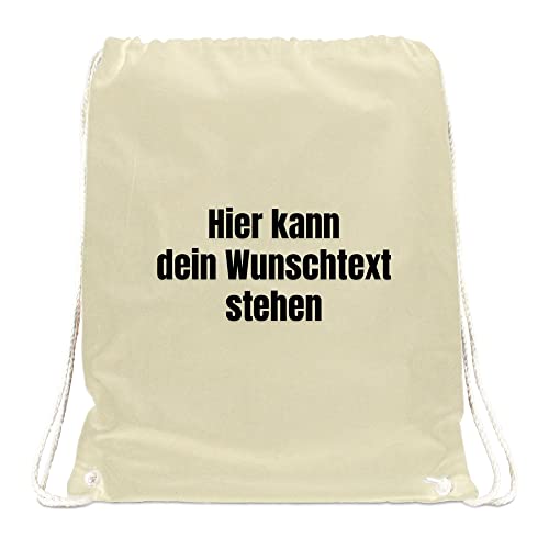 PR Print Royal Turnbeutel selbst gestalten - mit eigenem Spruch Bedrucken - personalisierter Stoffbeutel mit Kordelzug | Natur, 100% Baumwolle, 38x46cm von PR Print Royal