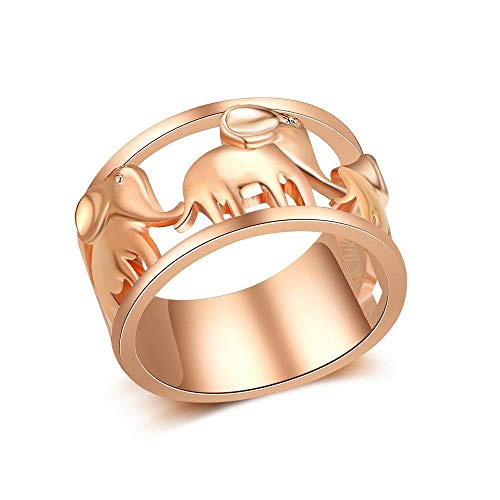 Damen 925 Sterling Silber Ringe,Vintage Mode Rose Gold Niedlichen Elefanten Form Ring Für Damen Party Zubehör Vening Kleid Match Hochzeit, 8 (Durchmesser: 18,1 Mm) von PRAK