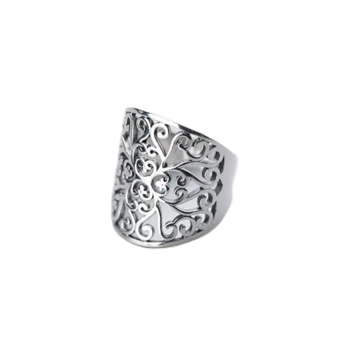 Damen Ring 925 Sterling Silber Verstellbar,Vintage Durchbrochenem Muster Breite - Gegenübergestellt Ring Unisex Halloween Tragen Kreative Partei Notwendig von PRAK