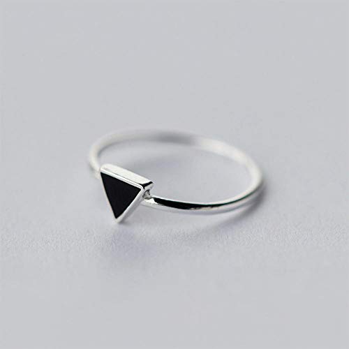 Damen Ring 925 Sterling Silber Verstellbar,Vintage Geometrie Dreieck Ringe Für Frauen Mädchen Geschenk Schwarzer Emaille Geschenk Punk Avantgarde Fashion Street Kultur Party Kollokation von PRAK