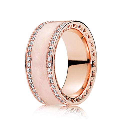 PRAK Damen 925 Sterling Silber Ringe,Einfache Art und Weise glatt Rose Gold Herz Form eleganter Stil Ring für Damen Geburtstagsgeschenk Zubehör von Drittanbietern, 6 (Durchmesser 16,5 mm) von PRAK