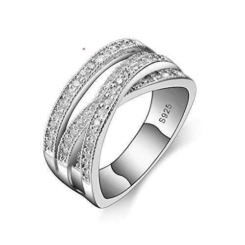 PRAK Damen 925 Sterling Silber Ringe,Einfache Mode/Geometrische Wicklung Eingelegten Zircon Ring Für Damen Geburtstagsgeschenk Zubehör Von Drittanbietern, 11 (Durchmesser 20,6 Mm) von PRAK