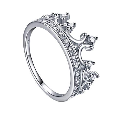 PRAK Damen 925 Sterling Silber Ringe,Einfache Mode glänzende Krone Form eleganter Stil Ring für Damen Geburtstagsgeschenk Zubehör von Drittanbietern, 8 (Durchmesser: 18,1 mm) von PRAK