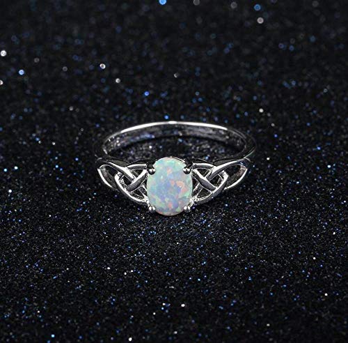 PRAK Damen 925 Sterling Silber Ringe,Vintage Mode Einstellung Farbe Opal Stein Form Ring Für Lady Zubehör Von Drittanbietern, 12 (Durchmesser: 21,4 Mm) von PRAK