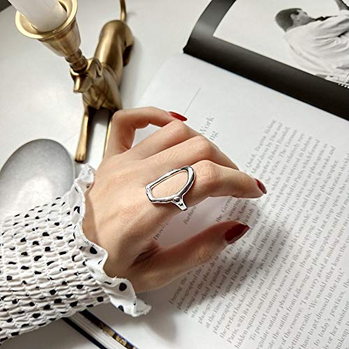 PRAK Damen 925 Sterling Silber Ringe Verstellbare,Hyperbel Mode Geometrische Hohl Design Ring Dame Zubehör Von Drittanbietern Hip Hop Element von PRAK
