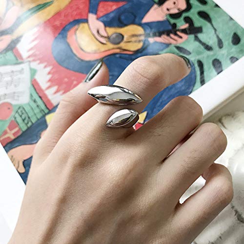 PRAK Damen 925 Sterling Silber Ringe Verstellbare,Hyperbel Mode Unregelmäßige Design Glänzend Ring Dame Zubehör Von Drittanbietern Hip Hop Element von PRAK