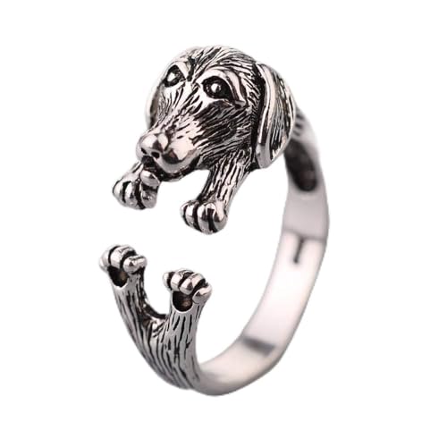 PRAK Damen Ring 925 Sterling Silber Verstellbar, Hund Tier Lady Modeschmuck Fingerring Persönlichkeit Design Cute Verschleiß Geburtstagsgeschenk Student Style Bankett Notwendig von PRAK