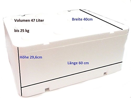PRIMA Styroporbox Thermobox 46,62 L / 60 x 40 x 29,6 cm mit Deckel Kühlbox Transportbox Thermobehälter Wiederverwendbar von Prima