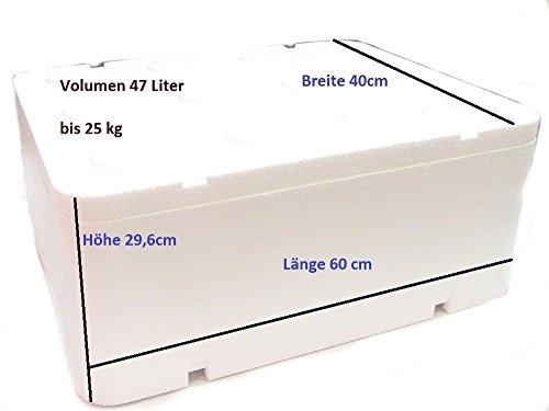 PRIMA Styroporbox Thermobox 46,62 L / 60 x 40 x 29,6 cm mit Deckel Kühlbox Transportbox Thermobehälter Wiederverwendbar von PRIMA