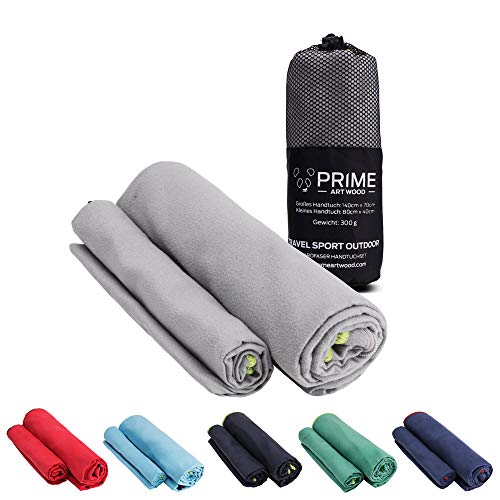 PRIME ART WOOD Microfaser Handtücher - Viele Größen & Farben - Schnelltrocknend, Saugstark & Super Weich - Mikrofaser Handtuch, Reisehandtuch, Sporthandtuch, Badetuch 140x70cm + 80x40cm von PRIME ART WOOD