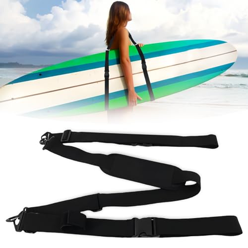 PRITOK Schwarz Verstellbarer Surfboard Tragegurt: Paddelboard Carry Strap mit Gepolsterter, Schultergurt für Surfbretter, Surfboard Schultergurt für Paddelboard Longboards Kajak und Kanu von PRITOK