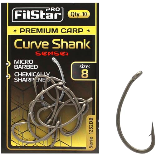 PRO FILSTAR 10 Stück Angelhaken Set mit Curve Shank Größe 8 - Haken für Karpfenangeln - Karpfen Angeln Zubehör - Pop Up Boilies Karpfenhaken - Carp Fishing Hooks - Angelzubehör Karpfen - Karpfen Rigs von PRO Filstar