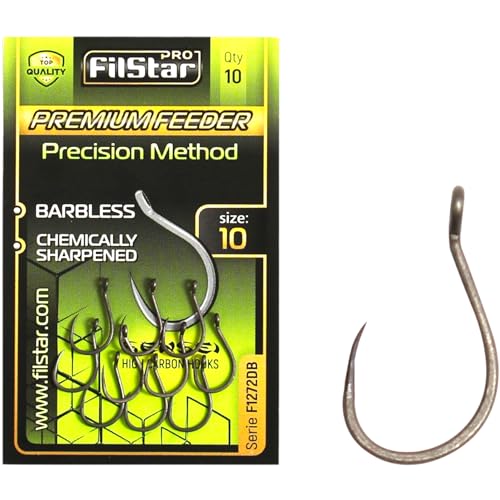 PRO FILSTAR 10 Stück Angelhaken Set ohne Widerhaken N10 - Method Feeder - Karpfenangeln Haken - Karpfen Angeln Zubehör - Pop Up Boilies Karpfenhaken - Carp Fishing Hooks - Karpfen Rigs – Angelzubehör von PRO Filstar