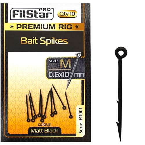 PRO FILSTAR Bait Spikes 0,6x10mm 10 Stück - Boilies Spikes fur Angelhaken - Angeln Karpfen Zubehör - Boilie Haken - Boilie Nadel - Pop Up Boilies - Angelzubehör für Feeder - Karpfenangeln Montage von PRO Filstar