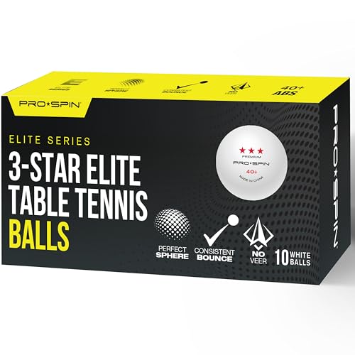 PRO SPIN Tischtennisbälle Elite-Serie – Weiße Premium Tischtennisbälle 3 Sterne| Leistungsstarke 40+ ABS-Bälle auf Turnierniveau | Perfekte Rundung, Perfekter Spin | Präzise Sprungkraft | Langlebig von PRO SPIN
