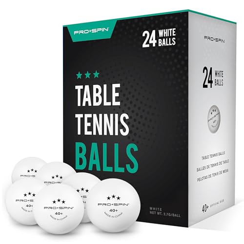 PRO SPIN Tischtennisbälle -Weiße Tischtennisbällen 3 Sterne 40+ (24er-Pack) | Hochwertige ABS-Trainingsbälle | Extrem Robust für Innen- und Außen-Tischtennisplatten, Wettbewerb und Spiel von PRO SPIN