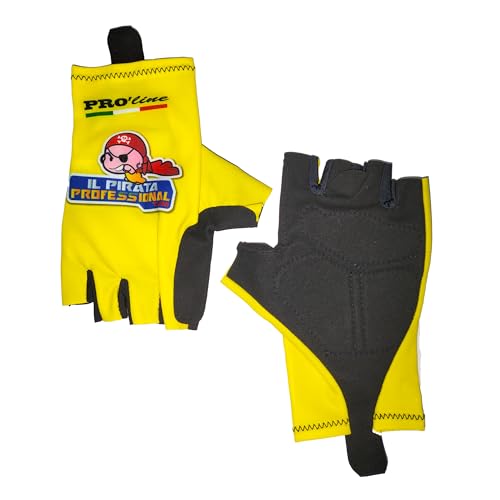 Gelbe Handschuhe Team Il Pirata Professional Handflächen, widerstandsfähig gegen Kalle, Radfahren, Fitnessstudio, Laufen, MTB, Spinning Large von PRO' line