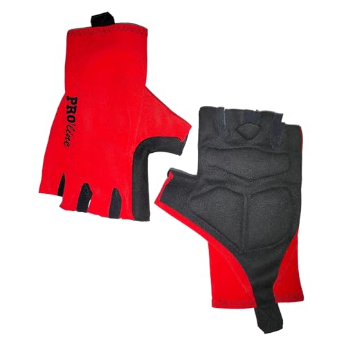 Rote Handschuhe, hergestellt in Italien, professionelle Handfläche, widerstandsfähig gegen Kalle, Radfahren, Fitnessstudio, Laufen, Mountainbike, Spinning, Gr. M von PRO' line