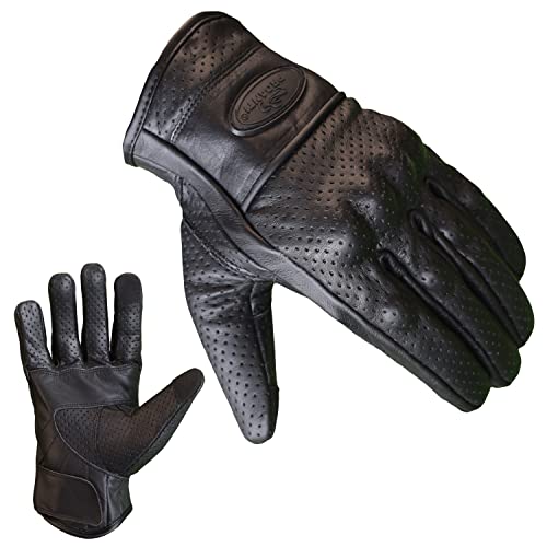 PROANTI Motorradhandschuhe Leder Sommer Motorrad Handschuhe Touchscreen Funktion (XL) von PROANTI