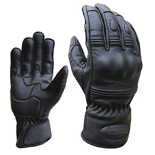 PROANTI Motorradhandschuhe Leder kurz Motorrad Chopper Handschuhe (XL) von PROANTI