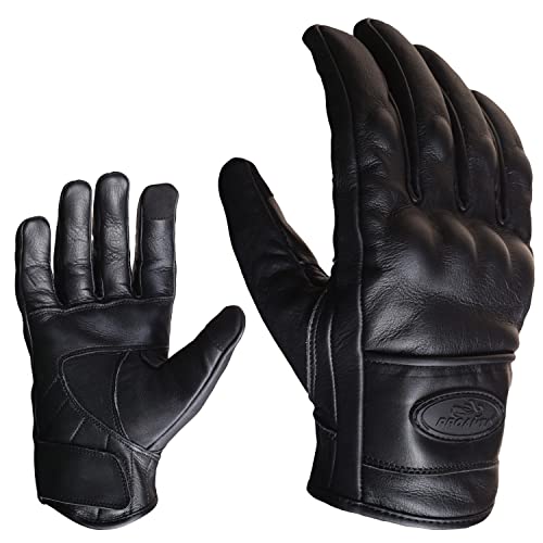 PROANTI Motorradhandschuhe Leder kurz Motorrad Handschuhe Touchscreen Funktion - XL von PROANTI