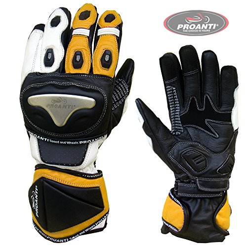 PROANTI Motorradhandschuhe Race Pro Motorrad Leder Handschuhe Größe L von PROANTI