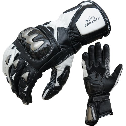 PROANTI Motorradhandschuhe Racing Pro Motorrad Handschuhe Weiß (M) von PROANTI