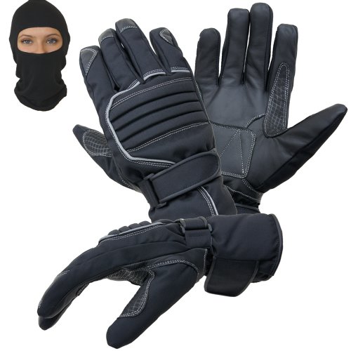 PROANTI Motorradhandschuhe Regen Winter Motorrad Handschuhe im Set mit Sturmhaube (XL) von PROANTI