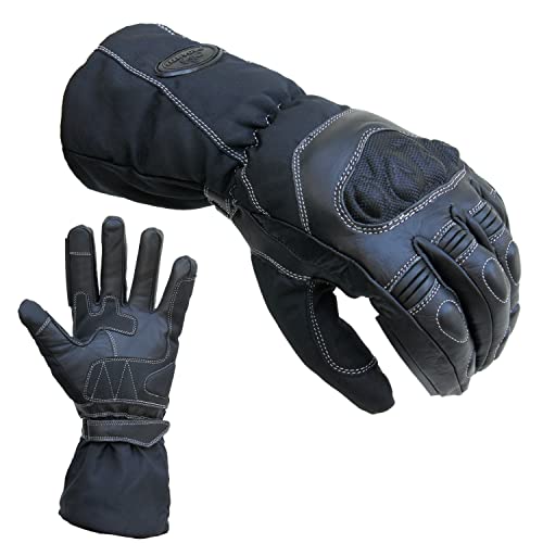 PROANTI Regen Motorradhandschuhe Winter Motorrad Handschuhe mit Langer Stulpe Visierwischer Touchscreen-Funktion (XL) von PROANTI