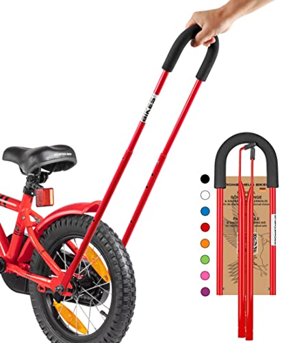Prometheus Schubstange - Schiebestange Haltestange für Kinderfahrrad - Achsmontage - verstellbare Fahrrad Lernhilfe in Rot Edition 2024 von PROMETHEUS BICYCLES
