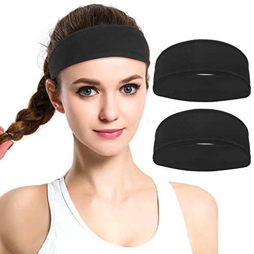 PROSUKY Schweißableitendes Stirnband, 2 Stück elastisches Polyester-Frauen-Yoga-Stirnband für Damenhaar, rutschfestes Sport-Schweißband, feuchtigkeitsableitende Übungs-Haarbänder zum Laufen, Yoga von PROUSKY