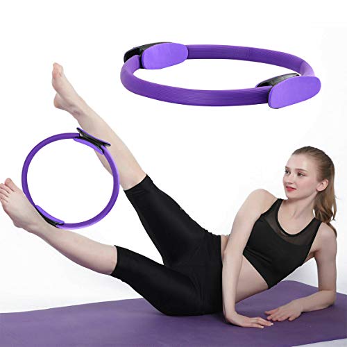 PROVO Pilates Ring Pilates Circle Widerstandsring Loop mit 3 Yoga Spannband, Yoga Ring mit Doppelgriff Pilates für effektives Kraft und Widerstandstraining für Fettverbrennung Core-Training von PROVO