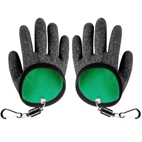 PSOWQ wasserdichte Angelhandschuhe 2 Stück Stichfeste, bissfeste und wasserdichte Handschuhe mit Magnetverschluss für sicheres Handling von Raubfischen wie Hecht von PSOWQ