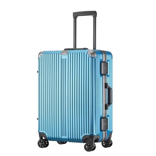PSUFURV Trolley-Koffer Hochwertiger Trolley-Koffer Mit Aluminiumrahmen, 20/24/28-Zoll-Boarding-Koffer, Internet-Promi-Koffer Reisekoffer (Color : Blue, Size : 20in) von PSUFURV