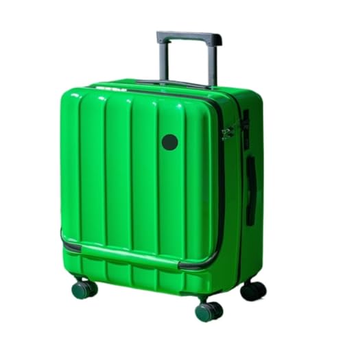 PSUFURV Trolley-Koffer Neuer Koffer mit Frontöffnung, Trolley-Koffer, 18-Zoll-Boarding-Koffer, Studentenkoffer for Männer und Frauen, Schließfach Reisekoffer (Color : Green, Size : 18in) von PSUFURV
