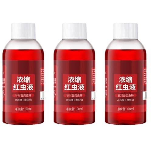 Red Ink Fishing, Red 40 Fishing Liquid, Red Ink Fishing Liquid, Strong Fish Attractant High Concentrated Red Worm Liquid Bait Fish Additive (3Pcs) von PUCHEN