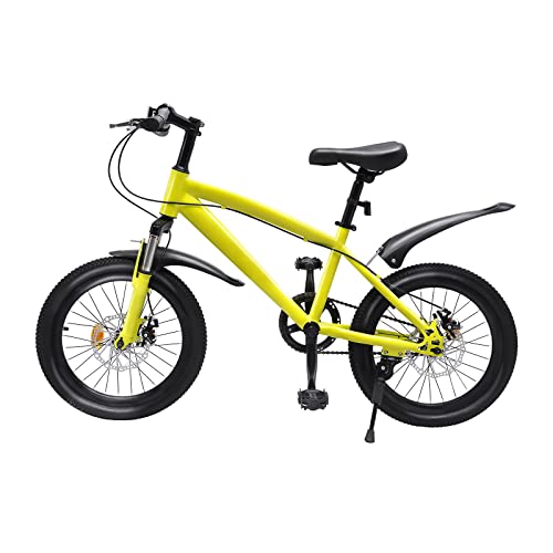 PUDLOR 18 Zoll kinderfahrrad, Fahrrad Höhenverstellbares，Fahrräder für Jungen und Mädchen，Jugend Fahrrad，Mit Reifenpumpe, Vorder- und Hinterradbremse Fahrrad, für alle Arten von Straßenbelägen（gelb） von PUDLOR