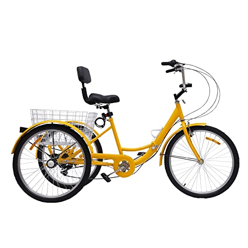 PUDLOR Dreirad, dreirädriger Trolley für Erwachsene mit Korb und Sattel Besonders geeignet für Einkäufe und Aktivitäten im Freien 3 dreirädrige Tretroller können auch auf einem Fahrrad getragen von PUDLOR