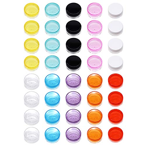 PUDSIRN 40 Stück 5g Kosmetikbehälter, leer, runder Kosmetikbehälter mit Deckel, Kunststoff-Behälter für Cremes, Nagellack, Lippenbalsam, Lipgloss, Make-up Aufbewahrung (10 Farben) von PUDSIRN