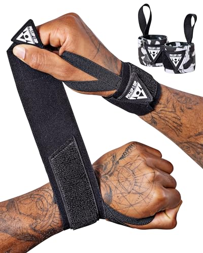 PULLUP & DIP Wrist Wraps Handgelenk Bandagen für Fitness, Calisthenics, Crossfit, Bodybuilding & Krafttraining, Profi Sportbandagen Stabilisierend & Schützend, Branding von PULLUP & DIP