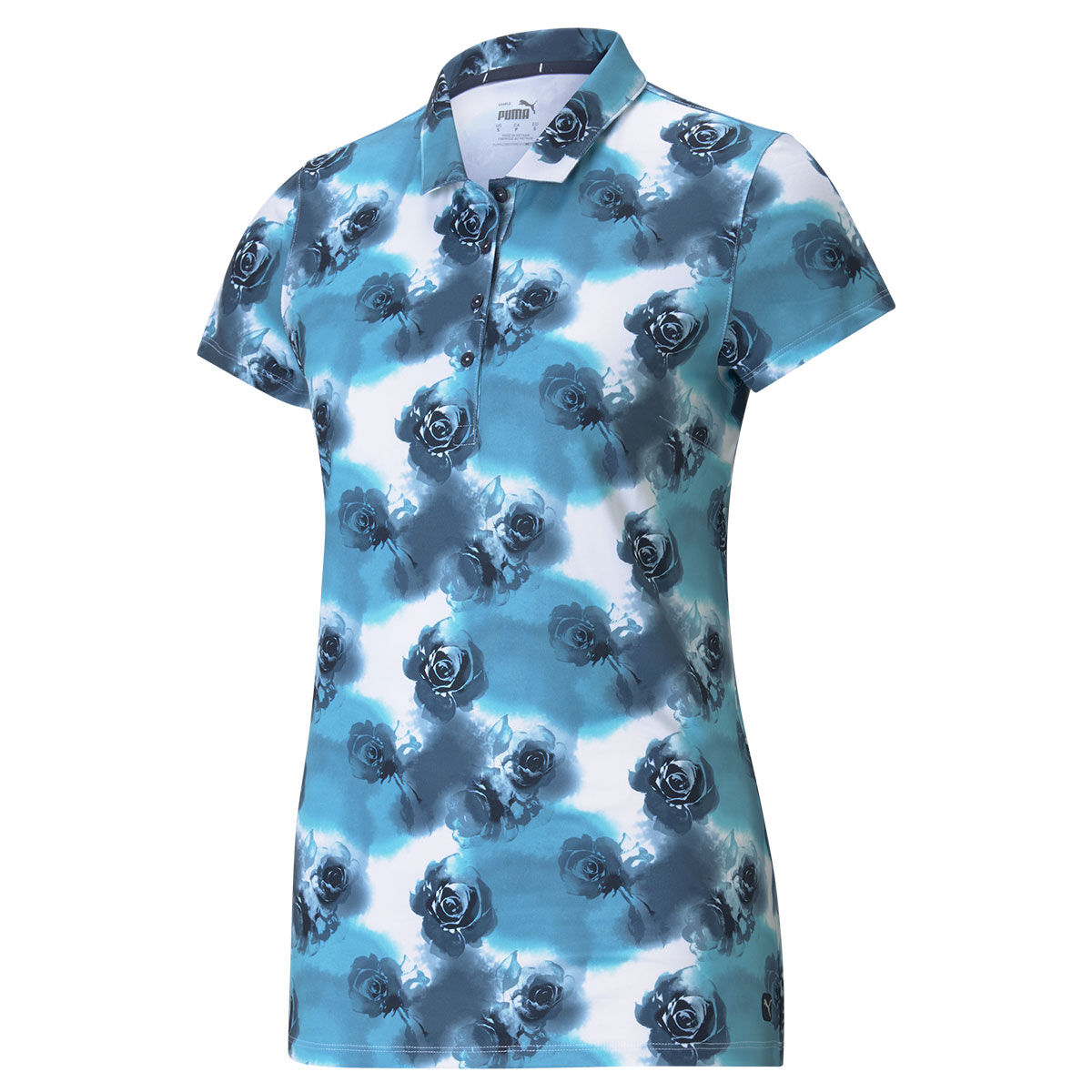 PUMA Golf Womens Navy Blue and White Floral Print CLOUDSPUN Watercolour Golf Polo Shirt, Size: Xs | American Golf von PUMA Golf