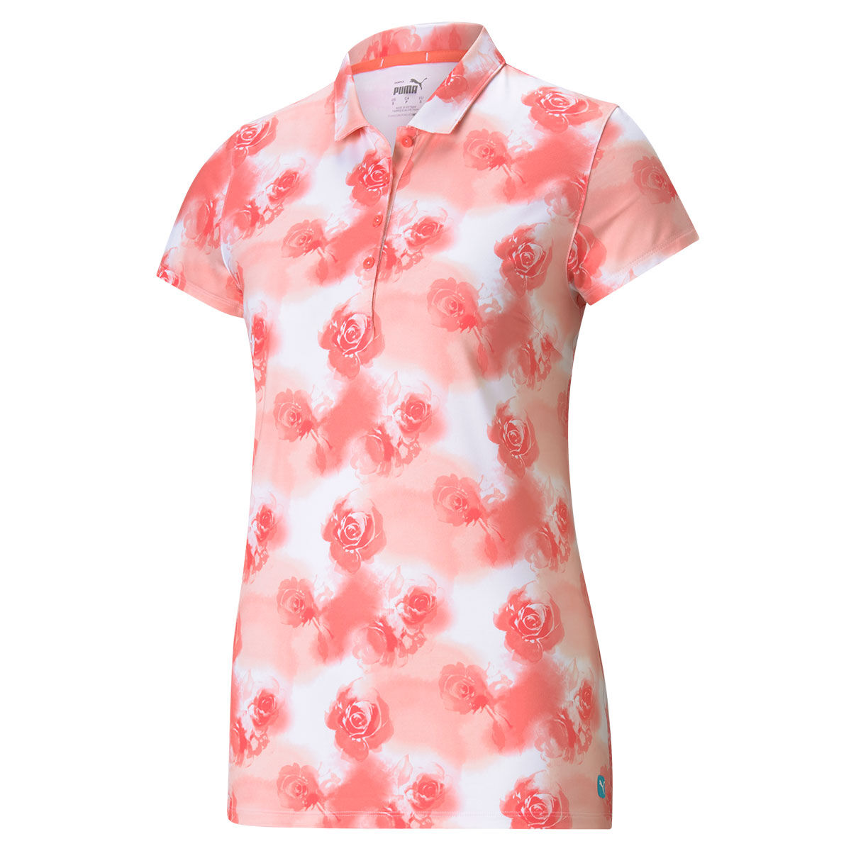PUMA Golf Womens Pink Floral Print Navy Blue CLOUDSPUN Watercolour Golf Polo Shirt, Size: XS | American Golf von PUMA Golf