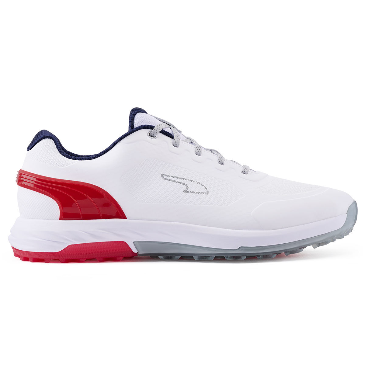 PUMA Men's ALPHACAT NITRO Waterproof Spikeless Golf Shoes, Mens, White/red/navy, 7 | American Golf von PUMA Golf