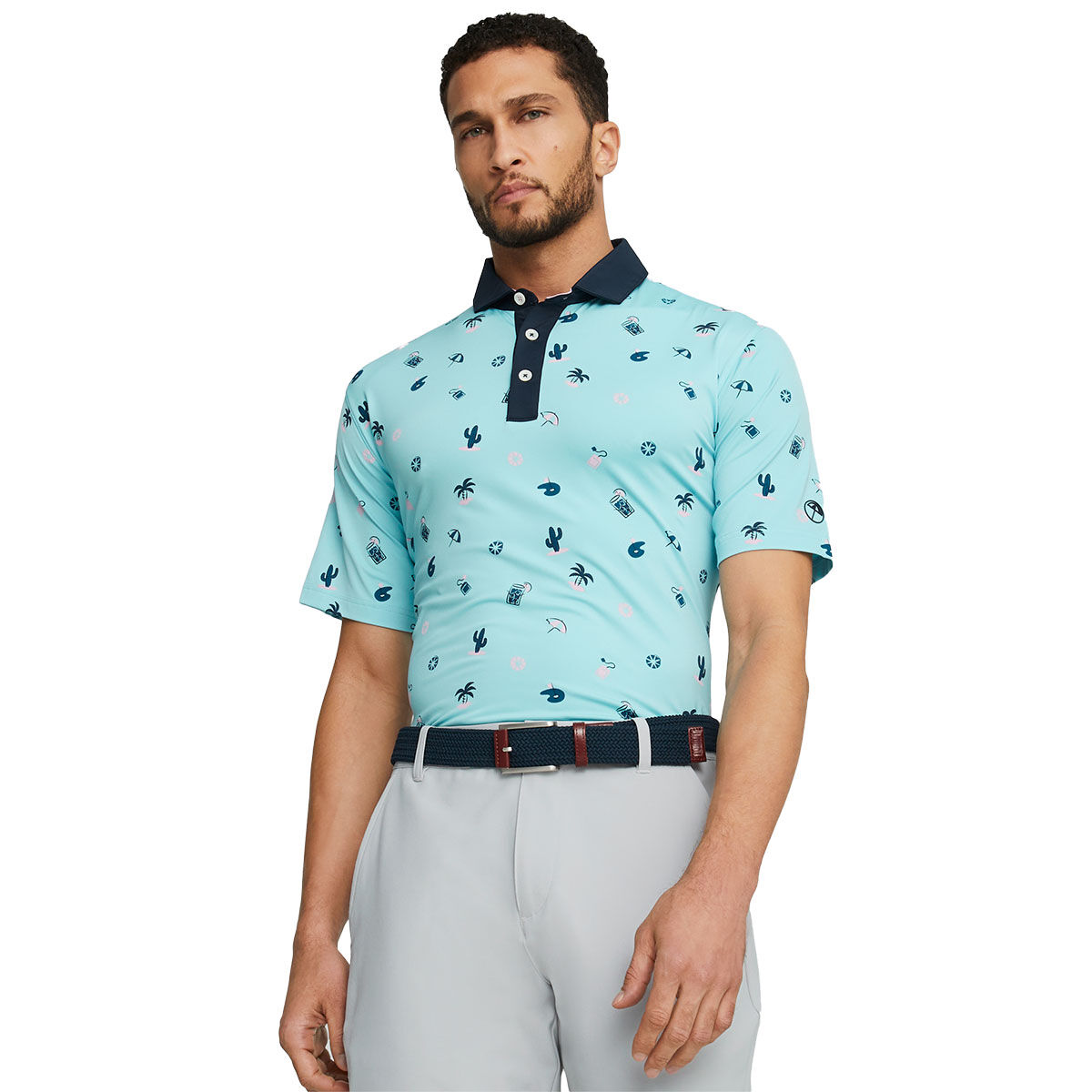 PUMA Men's Arnold Palmer MATTR Dunes Golf Polo Shirt, Mens, Tropical aqua/navy blazer, Small | American Golf von PUMA Golf