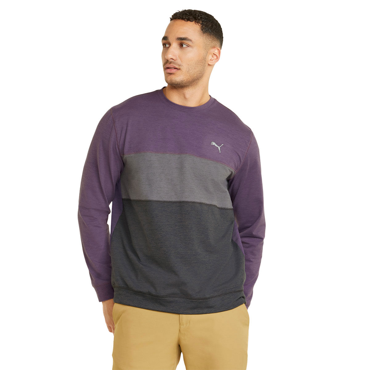 PUMA Men's CLOUDSPUN ColourCrewneck Golf Midlayer, Mens, Purple/charcoal/black, Small | American Golf von PUMA Golf